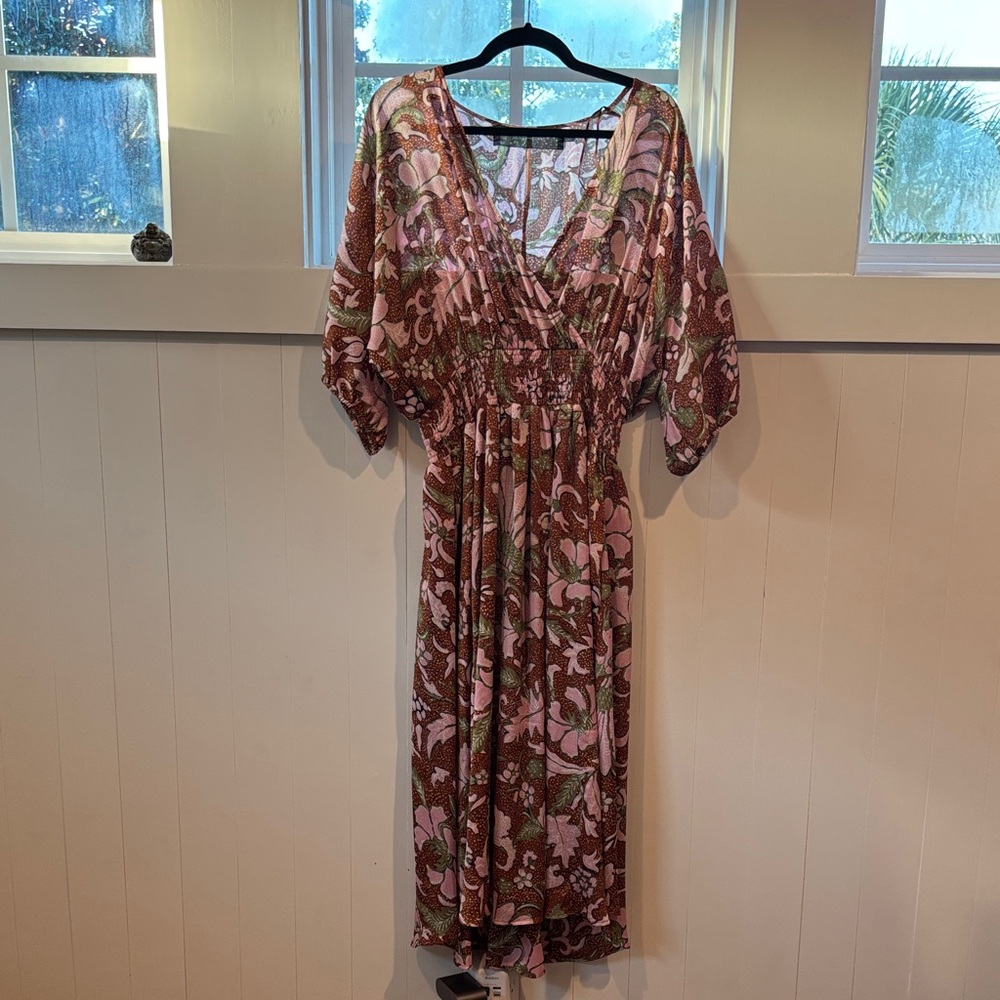 Floral Maxi Dress in Pink and Brown